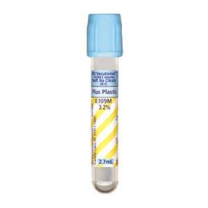 Image of BD Vacutainer Plus Plastic Citrate Tube, 13 x 75mm, 2.7mL