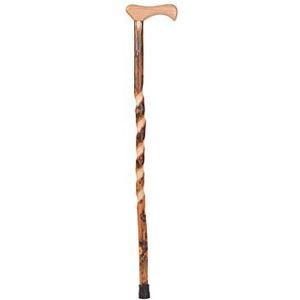 Image of Brazos Free Form Twisted Hickory Handcrafted Wood Cane with Derby Handle, 37"