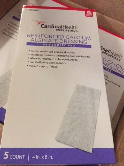 Image of Cardinal Health Essentials Reinforced Calcium Alginate Dressing, 4" X 8", Sterile