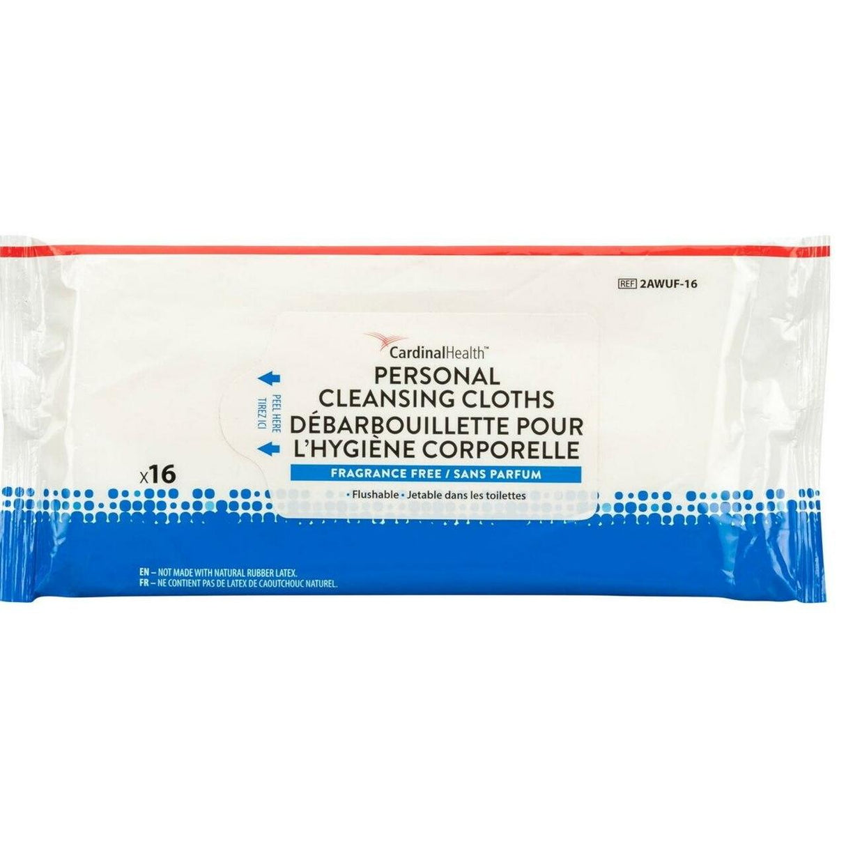 Image of Cardinal Health Personal Cleansing Cloth, Flushable, Fragrance Free, 9" x 13"