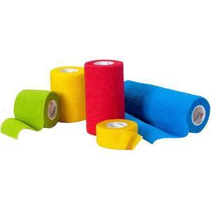 Image of Cardinal Health Self-Adherent Bandage, 4" x 5 yds, Assorted Color Pack (3 rolls each of blue, green, red and yellow)