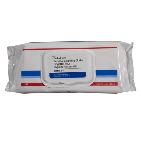Image of Cardinal Health WINGS™ Personal Cleansing Cloth, 8.6" x 11.8" - Softpack