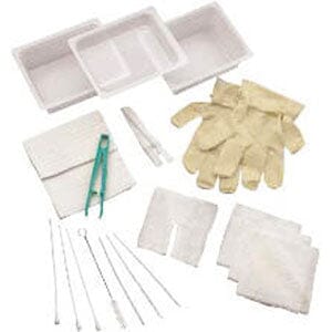 Image of CareFusion Complete Tracheostomy Cleaning Tray with 2 Vinyl Latex Gloves, Sterile