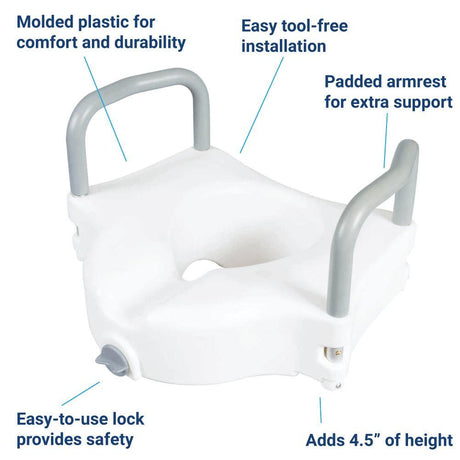Image of Carex Classics Raised Toilet Seat With Armrests