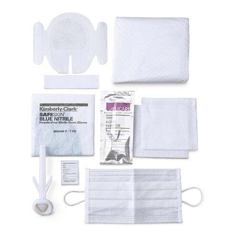 Image of Central Line Kit with Tegaderm: 1 Tegaderm 1626WNS, 1 Dressing Change Label, 2 Gauze, 1 Tape Strip, 1 Alcohol Swab 3Pk, 1 ChloraPrep 3mL, 1 Nitrile Glove, 1 Wrap, 1 Mask