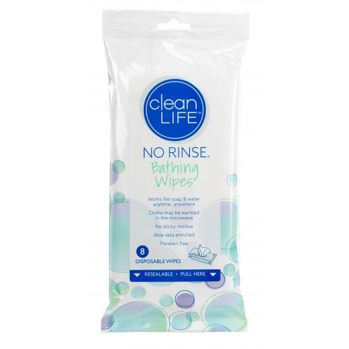 Image of cleanLIFE No-Rinse® Bathing Wipes, Alcohol-Free 8" x 8"