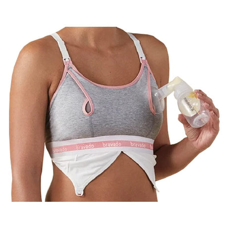 Image of Clip and Pump Hands-Free Nursing Bra Accessory, Dove Heather, Large
