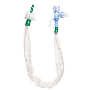 Image of Closed Suction Catheter, Turbo-Cleaning, Double Swivel Elbow, 14 fr, Green