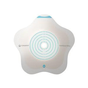 Image of Coloplast Sensura® Mio Click Flip Two-Piece Convex Ostomy Barrier, Maxi, Cut-To-Fit, 10mm to 55mm Stoma, Opaque, with Inspection Window and Full Circle Filter, Blue Coupling