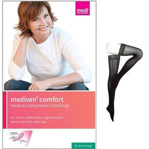 Image of Comfort Thigh-High with Silicone Top Band, 20-30, Closed, Ebony, Size 6