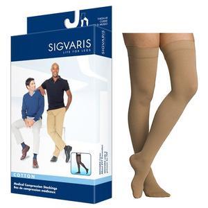 Image of Cotton Comfort Men's Thigh-High Compression Stockings Grip-Top Large Long, Crispa