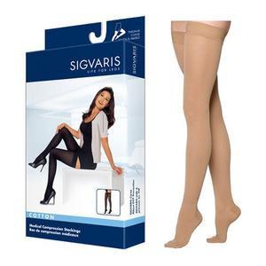 Image of Cotton Comfort Women's Thigh-High Compression Stockings Grip-Top Small Long, Crispa