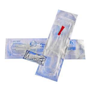 Image of Cure Pocket Coude Catheter, 16 Fr, 16" Sterile Intermittent Catheter with Funnel End and Lubricant Packet, Latex-Free, DEHP-Free