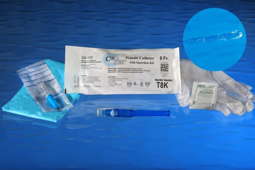 Image of Cure Twist® Intermittent Catheters With Insertion Kit, Straight Tip, 6"