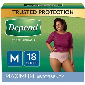 Image of Depend® FIT-FLEX® Incontinence Underwear for Women. Blush Color, Maximum Absorbency