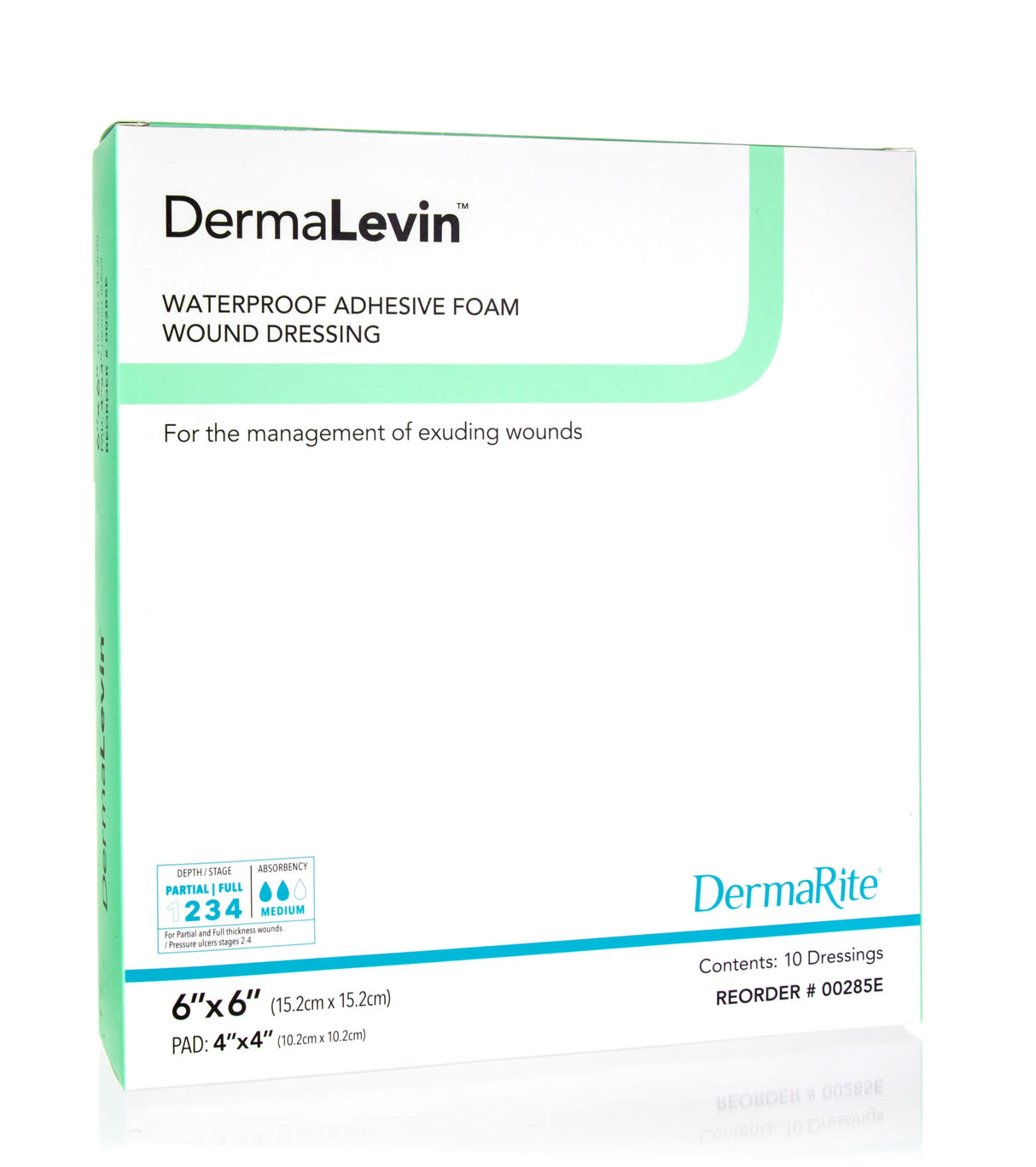 Image of DermaLevin Waterproof Foam Dressing with Border, 6" x 6"