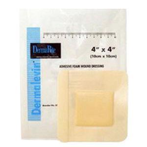 Image of DermaLevin® Adhesive Foam Dressing, Water Proof, 4" x 4" Square with 2" x 2" Pad