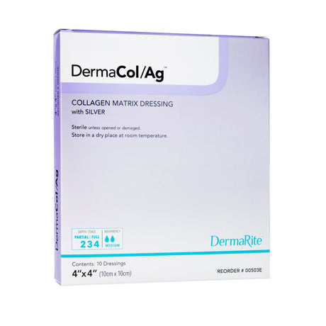 Image of Dermarite DermaCol Ag™ Collagen Matrix Wound Dressing, with Silver, 4" x 4"