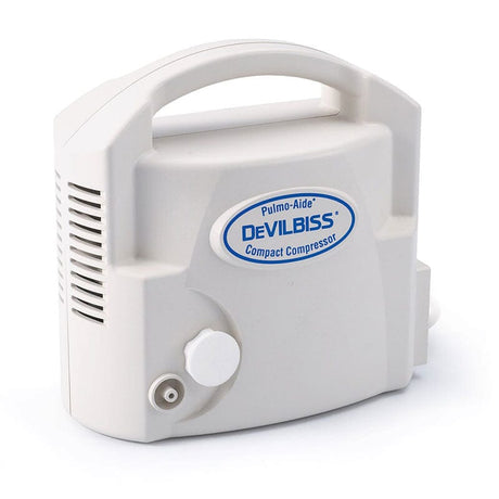 Image of DeVilbiss Pulmo-Aide® Compact Compressor with Disposable Nebulizer 4" H x 7-1/2" W x 7-1/5" D, 58 to 62dBA Sound Level, 6mL Nebulizer