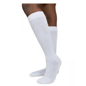 Image of Diabetic Compression Socks, Calf, 18-25, Medium, Short, Closed, White
