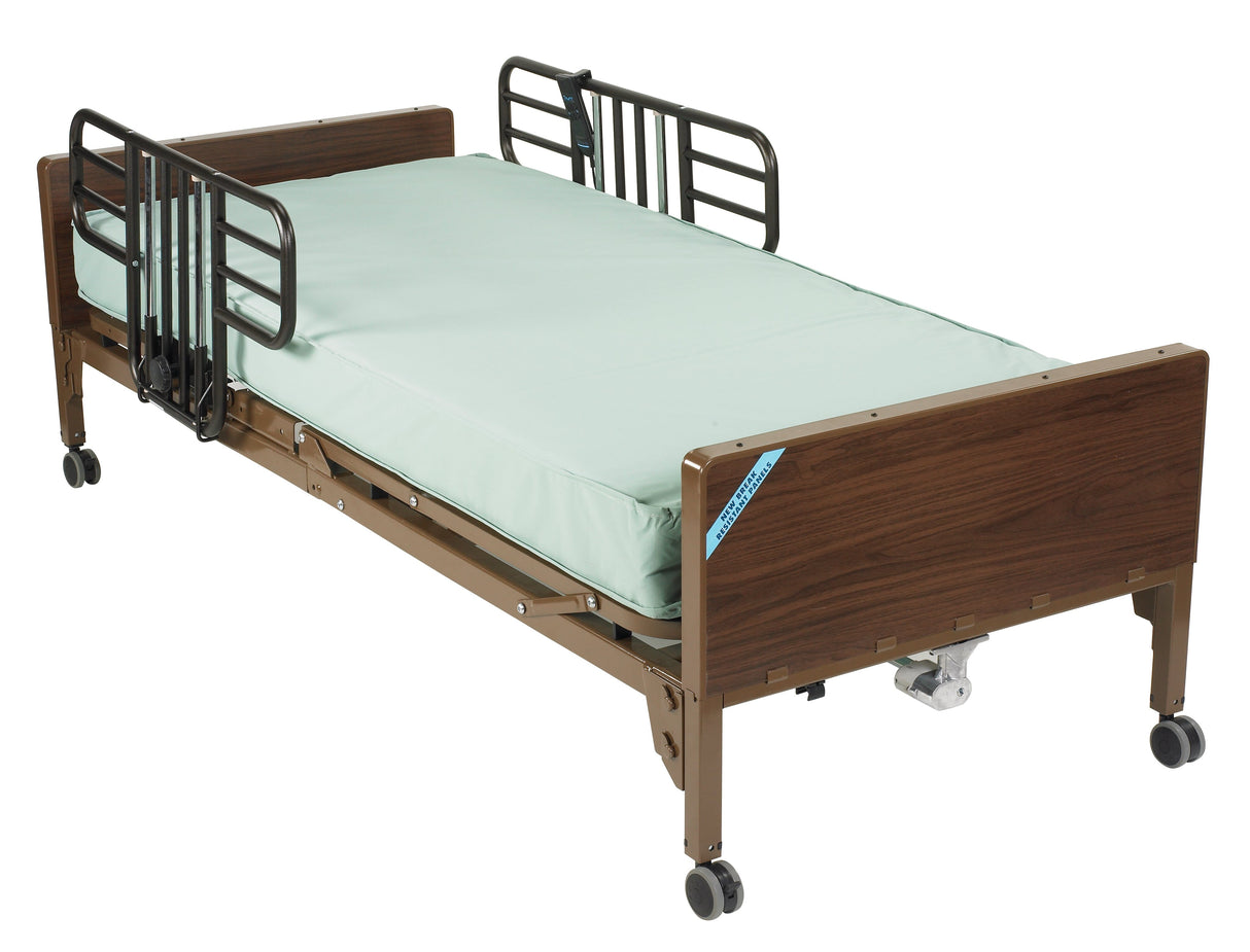 Image of Drive Medical Delta™ Ultra-Light 1000 Semi Electric Bed with Half Rails, 80" Innerspring Mattress, 88" L x 36" W x 12-3/4" H