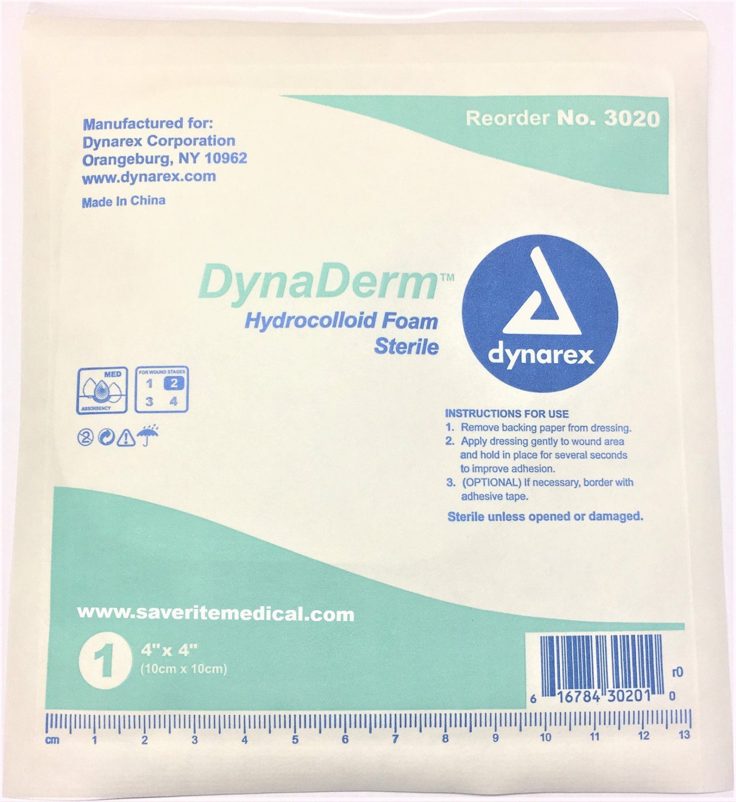 DynaDerm Hydrocolloid Dressing 4" x 4" Save Rite Medical