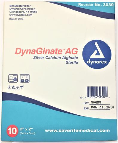 Dynarex DynaGinate AG Silver Calcium Alginate Dressing, 10 Count/2 x 2 Inch Dynarex DynaGinate AG Silver Calcium Alginate Dressing, 10 Count/2 x 2 Inch