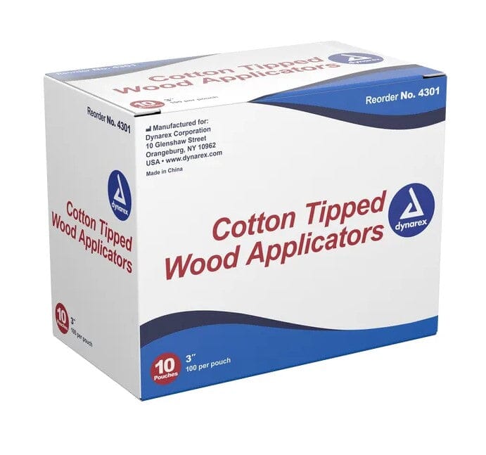 Image of Dynarex Cotton Tipped Applicators 3" 100 Non-Sterile Applicators per Pouch