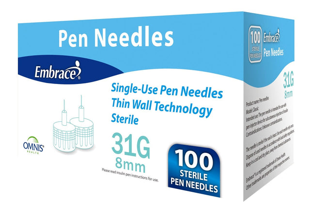 Image of Embrace Pen Needles, 31G, 8mm, 100 ct