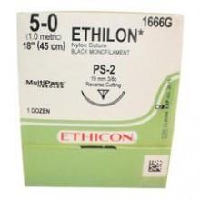 Image of Ethicon 1666G ETHILON Suture, Precision Point - Reverse Cutting, PS-2 19mm 3/8 Circle, 18", 5-0