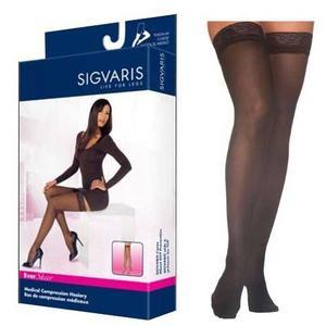 Image of Ever Sheer Thigh-High Stockings with Grip Top, 30-40mm, Closed, Medium, Short, Black