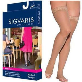 Image of EverSheer Thigh-High with Grip-Top, 20-30 mmHg, Large, Long, Open Toe, Natural