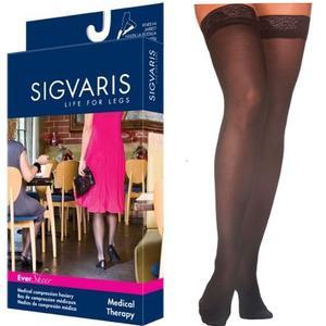 Image of EverSheer Thigh-High with Grip-Top, 30-40, Large, Long, Closed, Black