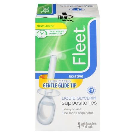 Image of Fleet Liquid Glycerin Suppositories 7-1/2 Ml, Hyperosmotic Laxative, Disposable Applicator (Box of 4)