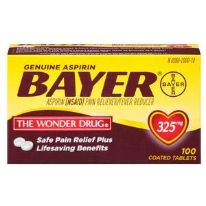 Image of Genuine Bayer Aspirin Coated Tablets 325mg, 100 ct