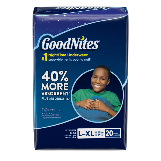 Image of GoodNites Bedtime Bedwetting Underwear for Boys, L-XL, 20 Ct. (Packaging May Vary) - MANUFACTURER DISCONTINUED