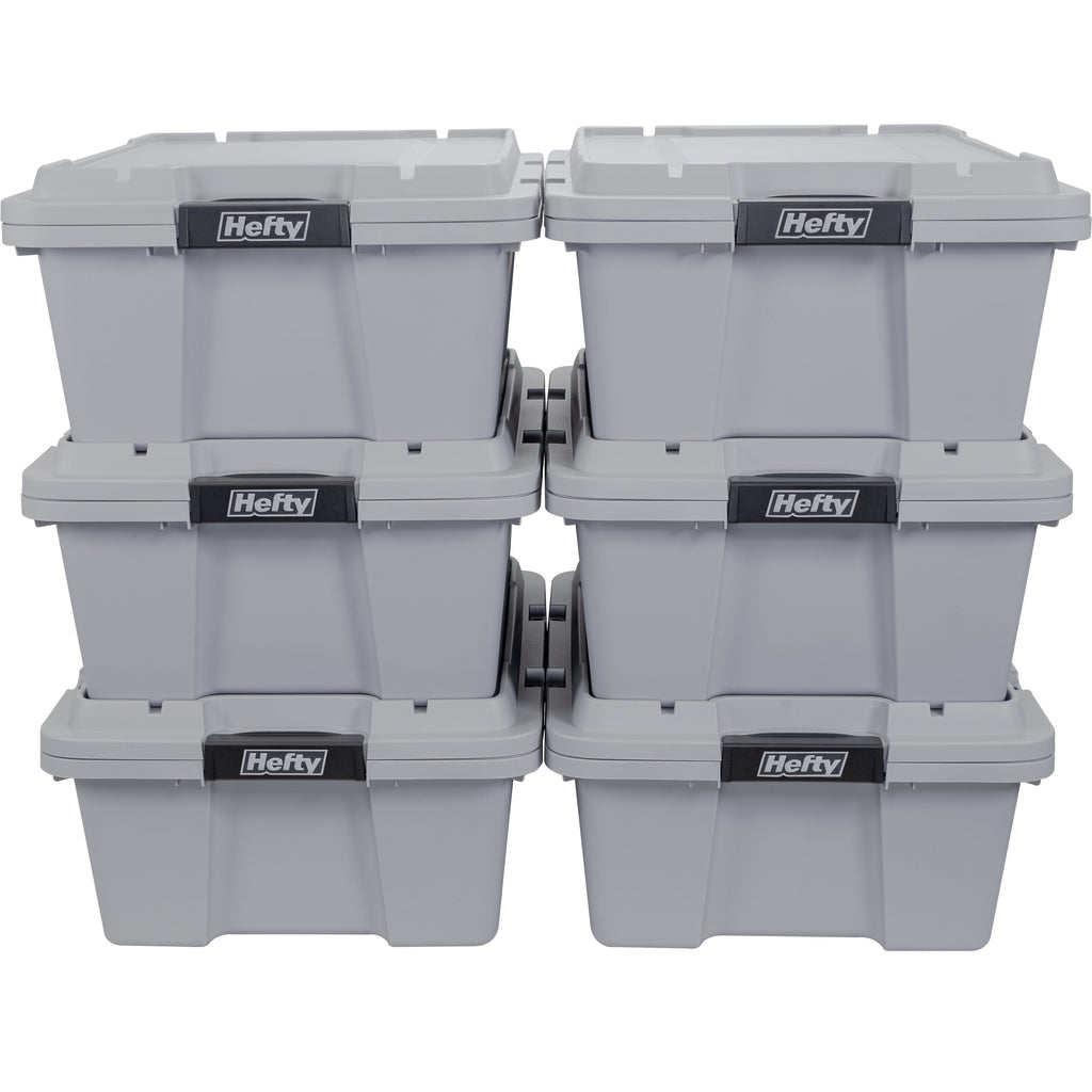 Hefty Hi-Rise Max Storage Container, 48 Qt, Gray