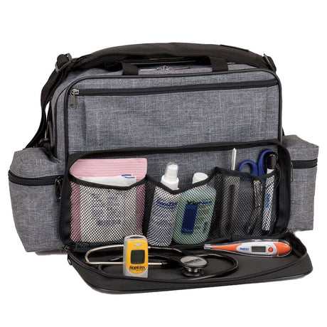 Image of Hopkins Home Health Shoulder Bag, Antimicrobial, with Large Compartment, Gray, 14" x 11-1/2" x 8"