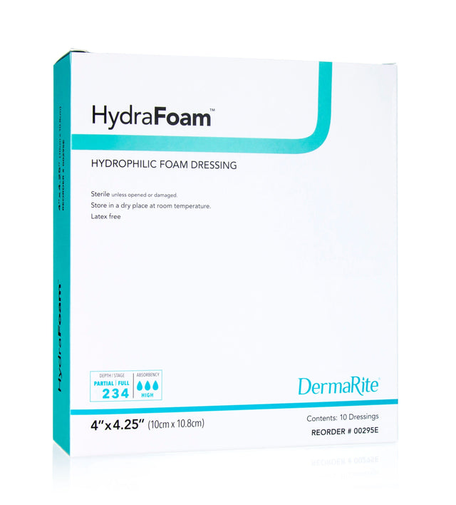 Image of HydraFoam Hydrophilic Foam Dressing, 4" x 4.25"