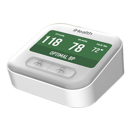 Image of iHealth® Clear Wireless Blood Pressure Monitor, Standard, 8.6" to 16.5" Cuff, 4.7" x 4.6" x 2.0"