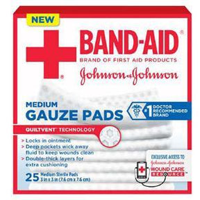 Image of J & J Band-Aid First Aid Gauze Pads 3" x 3" 25 CT