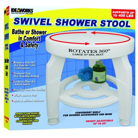 Image of Jobar® Swivel Shower Stool 16-1/2" Dia. Seat, Height Adjustable from 17" to 19"