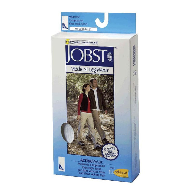 Image of JOBST ActiveWear Knee-High Moderate Compression Socks Large, White