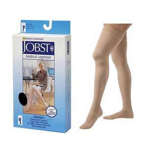 Image of JOBST Opaque Thigh-High with Silicone Border, 30-40, Closed Toe, Honey, X-Large