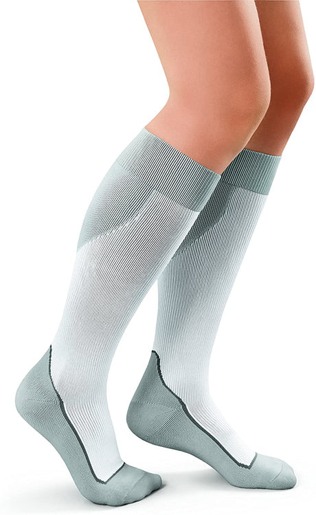 Image of Jobst Sport Sock Knee-High, 15-20, Closed, White/Grey, Large