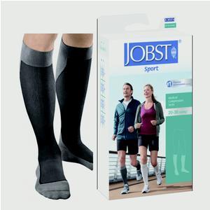 Image of Jobst Sport Sock Knee-High, 20-30, Closed, Medium, Black/Grey