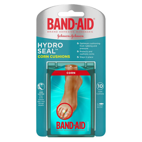 Image of Johnson & Johnson Band-Aid® Hydro Seal™ Corn Cushion Bandage, Medium, 0.6" x 2.3" 10 Count