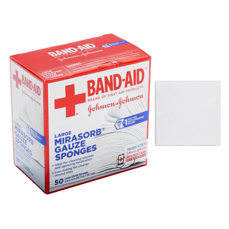 Image of Johnson & Johnson Band-Aid® NoMirasorb First Aid Gauze, 4'' x 4''