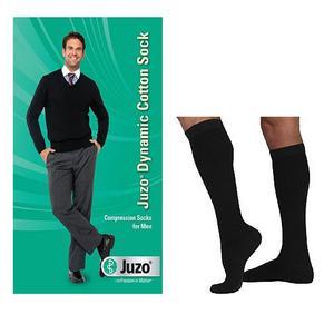 Image of Juzo Dynamic Cotton for Men Knee-High, 20-30, Full Foot, Black, Size 4