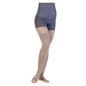 Image of Juzo Soft Silver Thigh-High with Silicone Border, 20-30, Reg, Open, Beige, Size 3